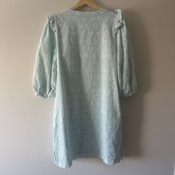 Cartolina Nantucket Embroidered Shift Eyelet Isabella Dress Spun‎ Sugar Blue XS - Picture 8 of 9